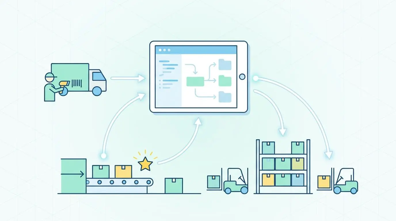 Automated warehouse inventory counting via swarm robotics triggered by real-time audits.