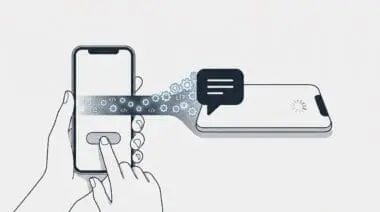 Conceptual diagram of Interaction to Next Paint failing on mobile due to a chat widget blocking the main thread.