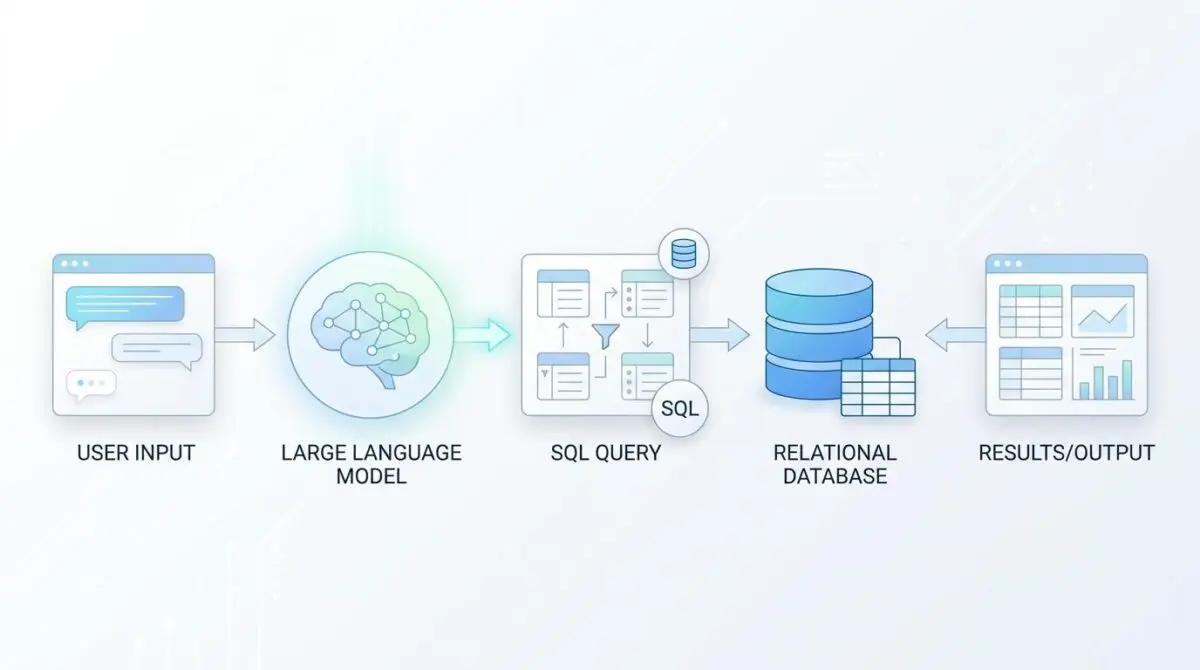 Diagram illustrating how to connect LLMs to legacy SQL databases for natural language querying.