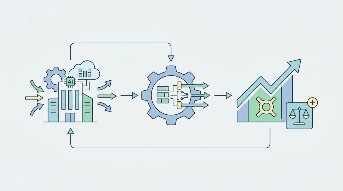 Conceptual diagram illustrating how to measure ROI of generative AI implementations in enterprise.