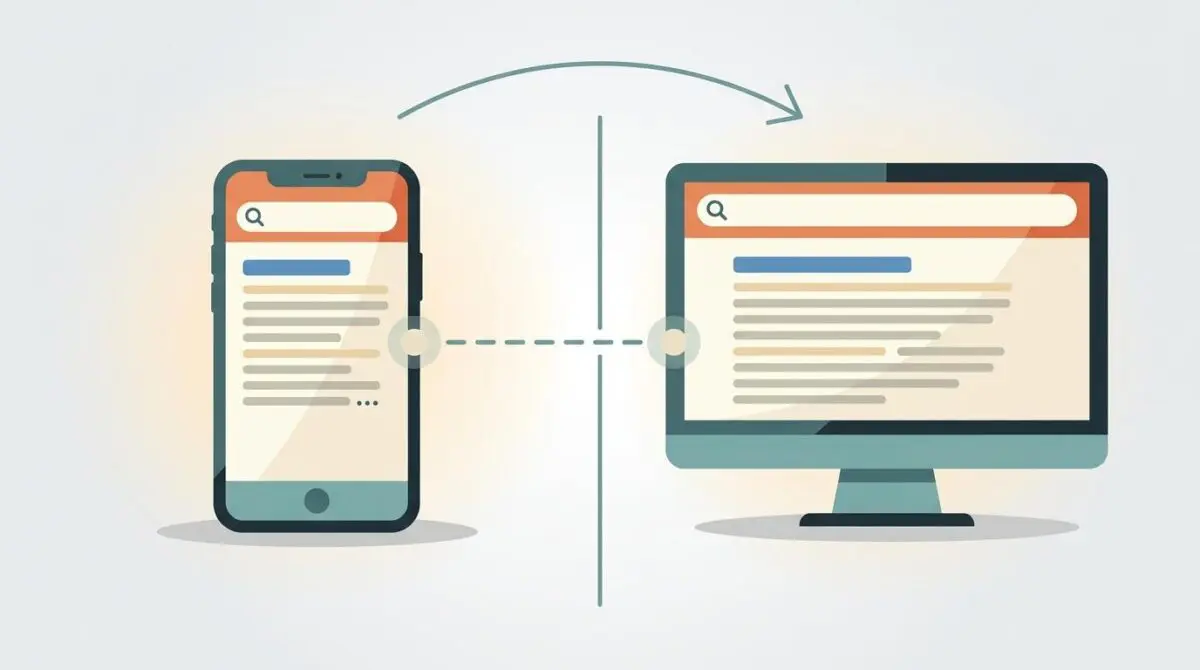Mobile and desktop SERPs illustrating different meta descriptions for the same query.