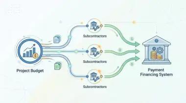 Diagram illustrating project budget allocation to subcontractors and the payment financing system.