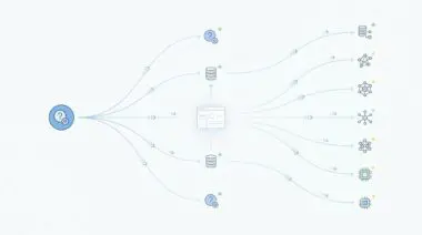 Diagram illustrating Query Fan-Out, showing a central processing unit branching into multiple AI models and databases. By Andres SEO Expert.