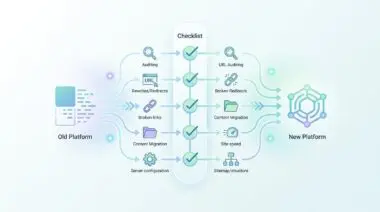 Flowchart detailing a step-by-step checklist for a successful re-platforming project.