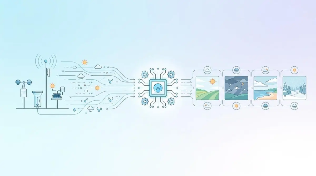 AI generates ad visuals from real-time weather data, showing weather changes.