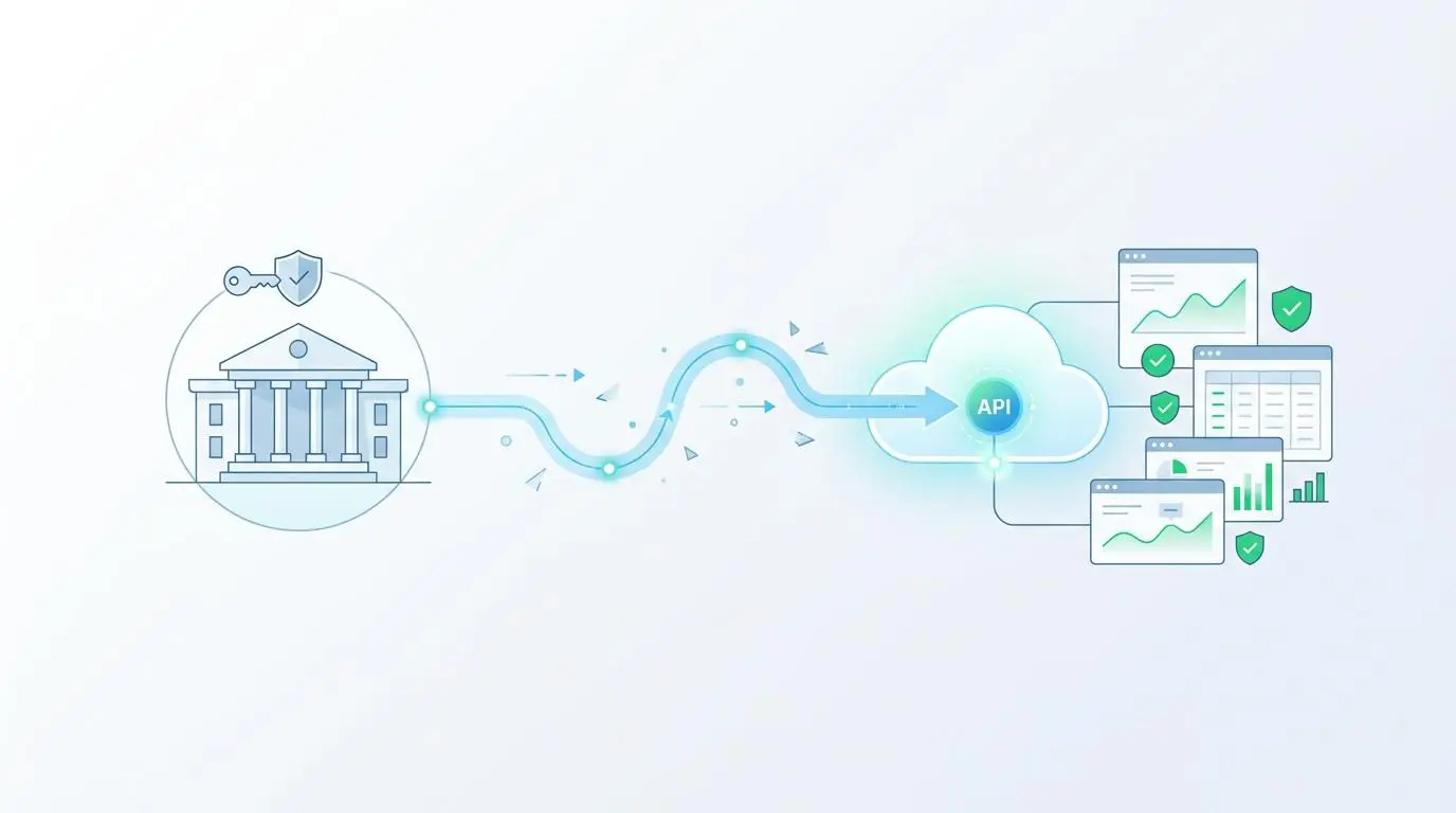 Secure legal document generation flow from a bank-like institution via API to compliance dashboards.