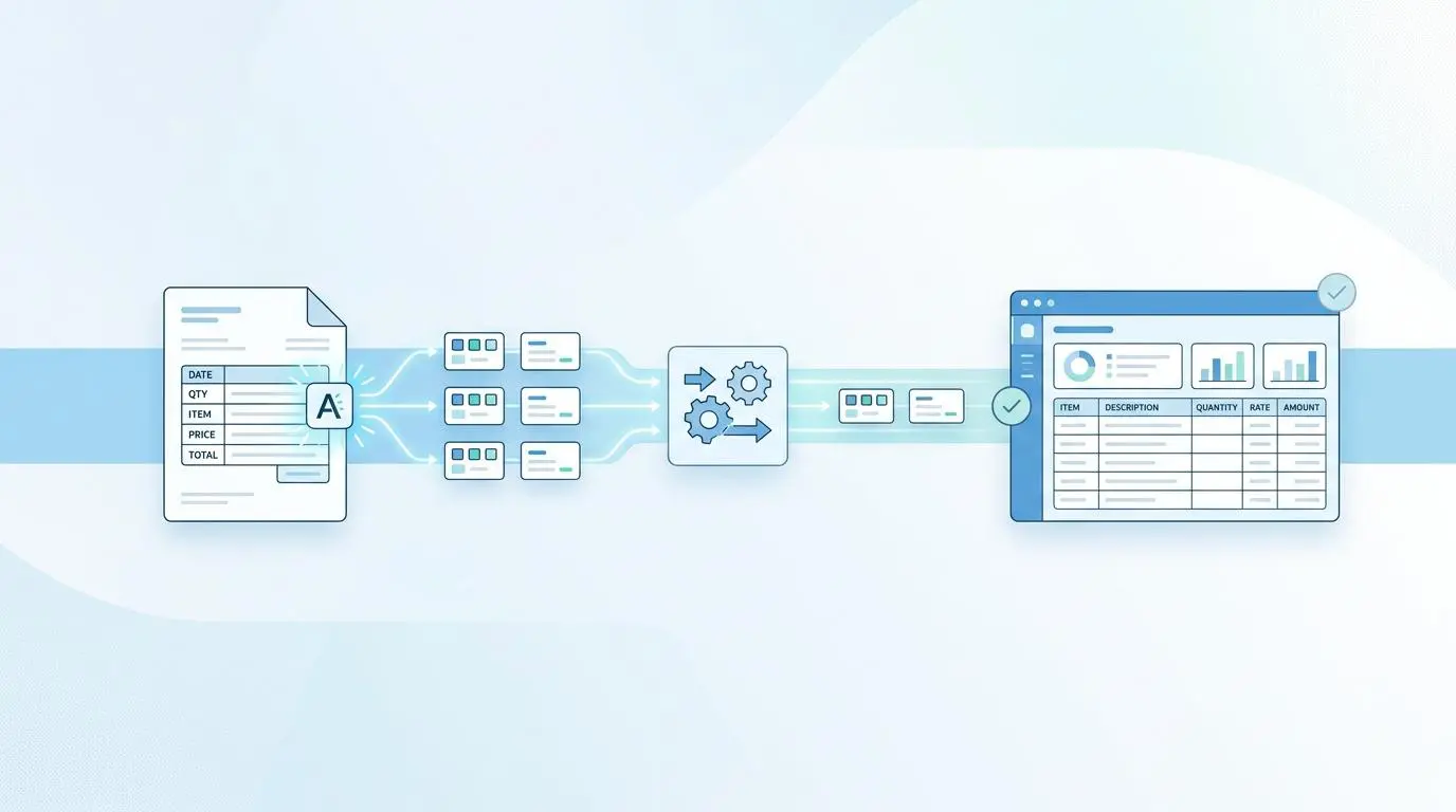 AI vision models extract line-item data from PDFs to NetSuite, showing invoice processing.