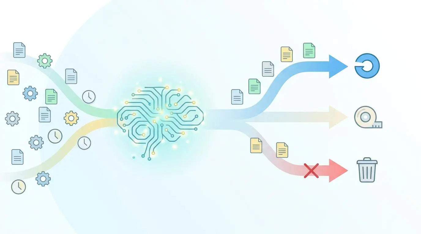AI brain directing data flow for real-time dynamic allocation of cloud storage tiers.