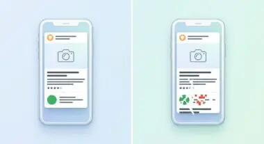 Mobile SERP comparison showing recipe schema missing 'recipeYield' leading to rich snippet degradation.
