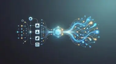 Abstract network diagram illustrating data flow, symbolizing Schema.org structured data in generative engine optimization.