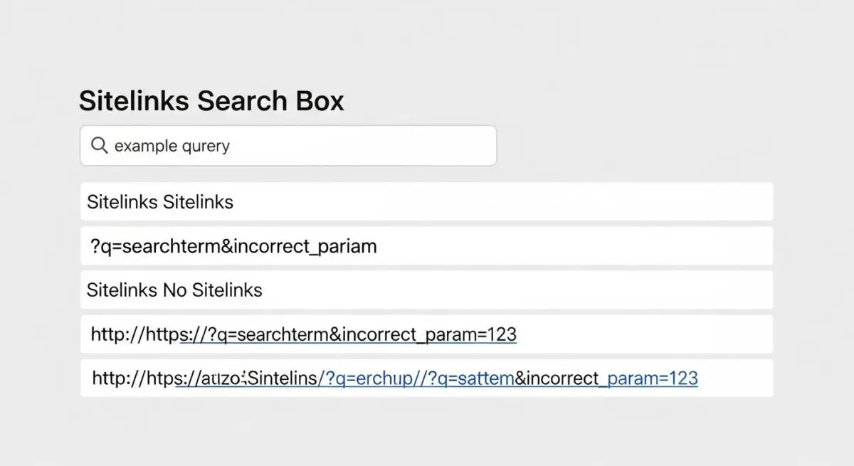 Sitelinks search box displaying incorrect internal search URL parameters in SERPs.