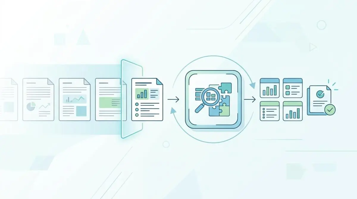 Illustration of document analysis for managing context window limits in long document analysis.