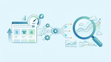 E-commerce trends analysis with growth charts and a speed gauge for The Best E-commerce Trends to Watch This Year.
