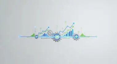 Gears and upward trending line graphs symbolizing the best Manufacturing Execution Systems (MES) performance.