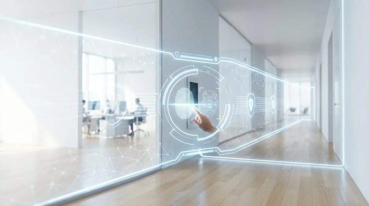 Fingerprint and face scan technology symbolizing the future of identity as the new security perimeter.