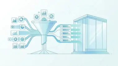 Diagram showing data flow into a financial institution, representing the future of a more purposeful financial sector.