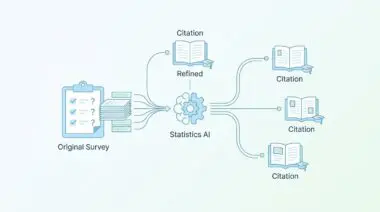 Diagram showing original survey data feeding into Statistics AI, resulting in refined citations for AI.