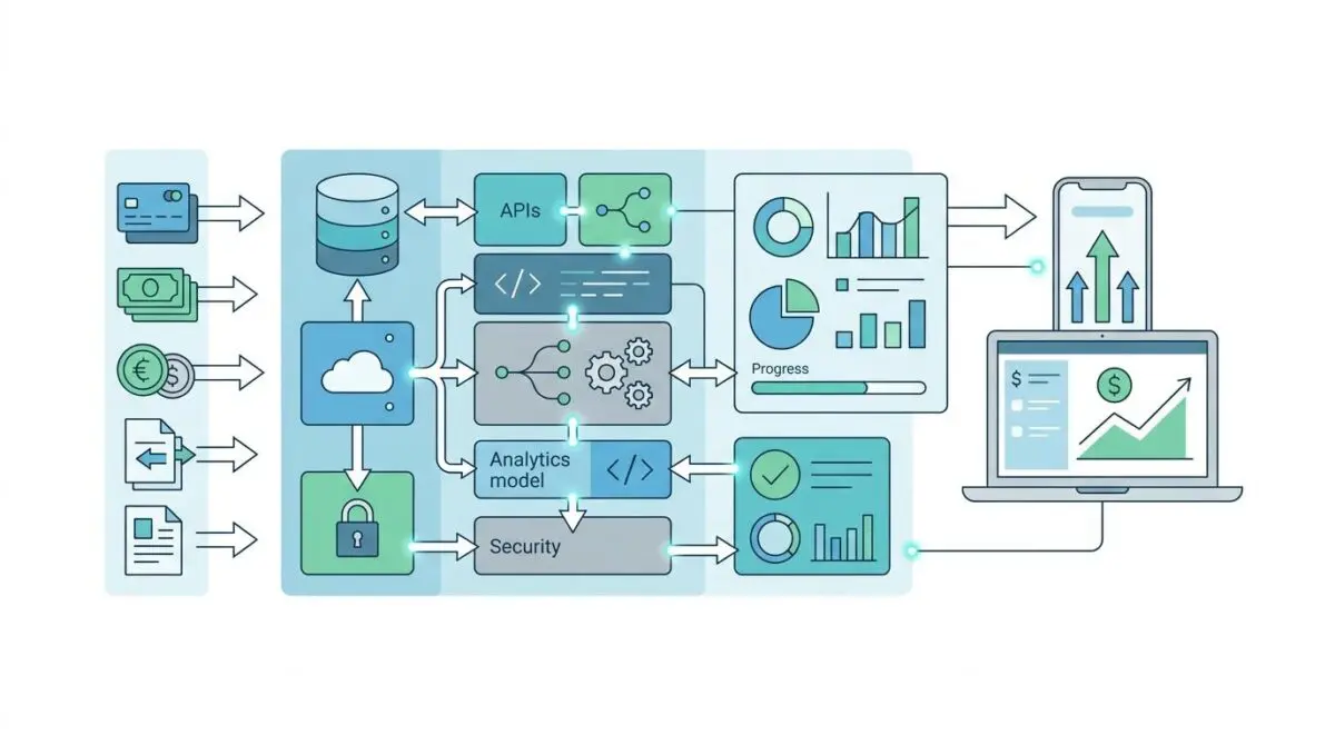 Visualizing the ultimate FinTech stack for personal life: data flow, APIs, analytics, security, and reporting.
