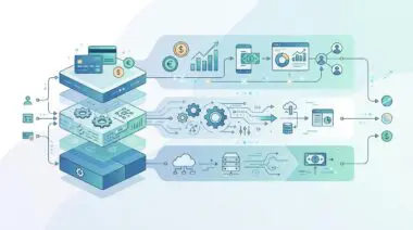Fin-tech stack with credit cards, gears, cloud, and money icons, illustrating the ultimate Fin-tech stack for an adventurous person.