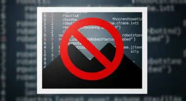 Red prohibition sign over code snippets, illustrating video indexing failing due to blocked thumbnail URLs.