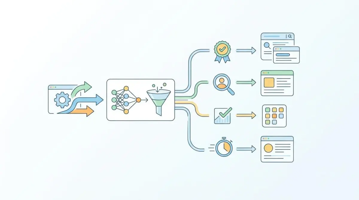 Illustration showing data flow for 'Why GEO is a Distribution Game, Not Just a Technical One'.