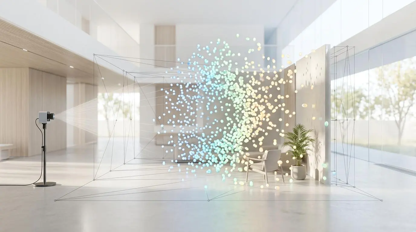 3D Gaussian splatting environment capture, showcasing AI in CGI and post-production.
