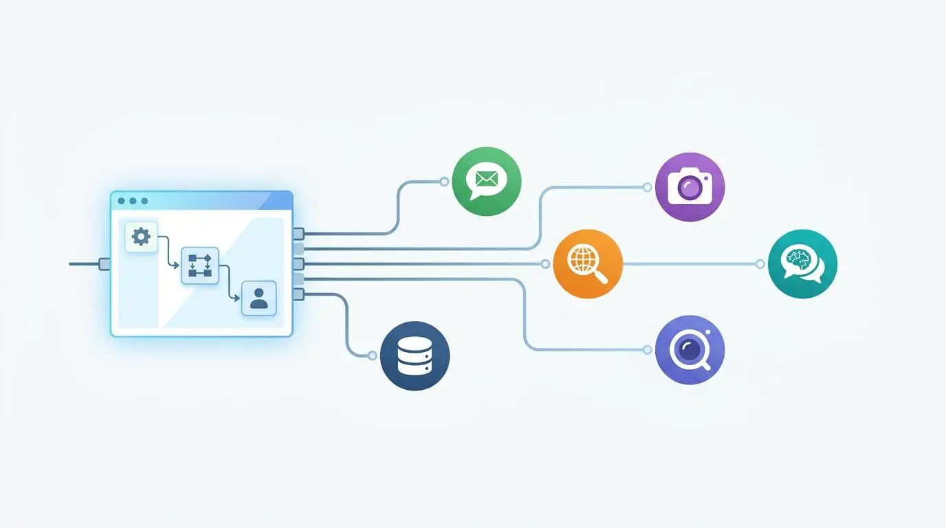 Low code platform orchestrating AI agents for market research data synthesis.