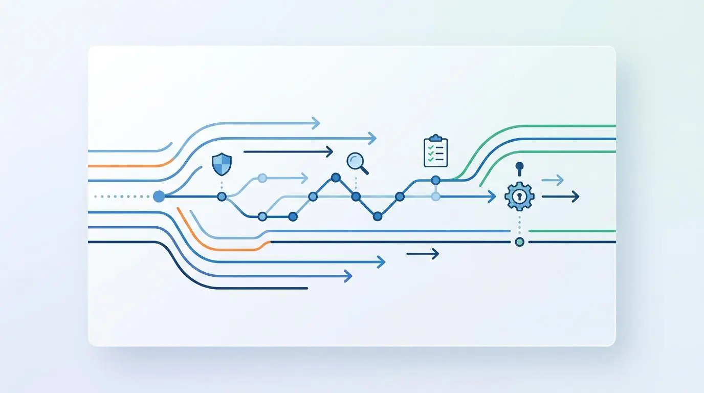 Diagram showing operational guardrails for AI agent systems in market research orchestration.
