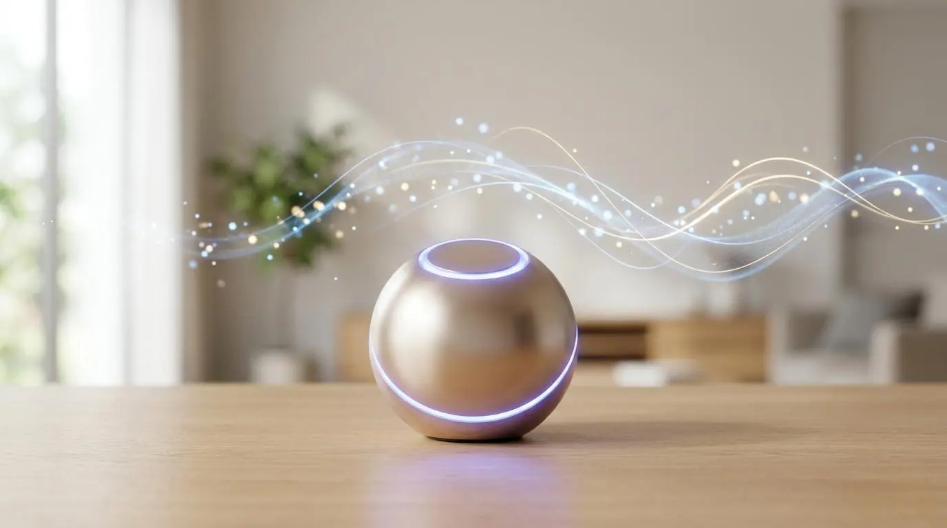 Golden sphere AI agent with glowing blue accents and data streams for voter targeting & fundraising.