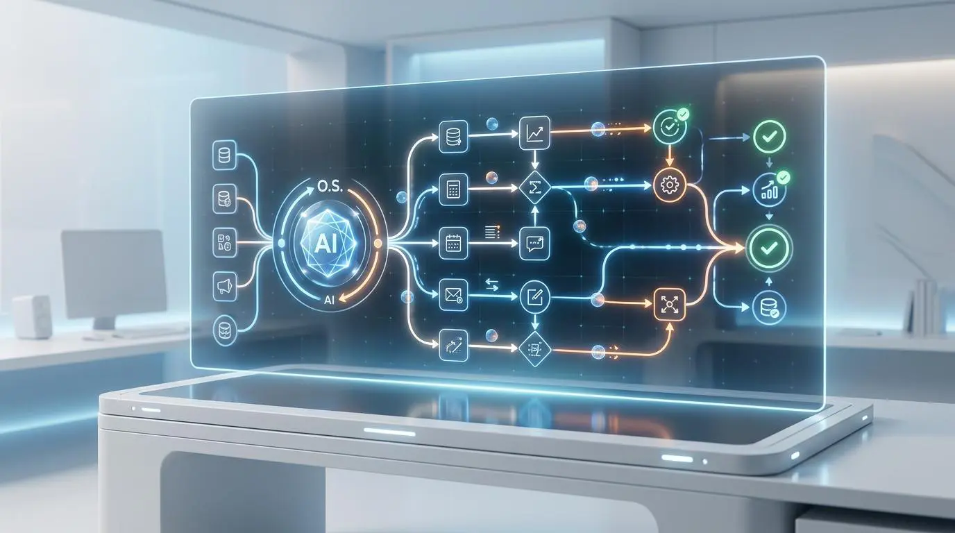 Agentic operating systems showing AI workflows for the future of robo-advisors and AI trading.