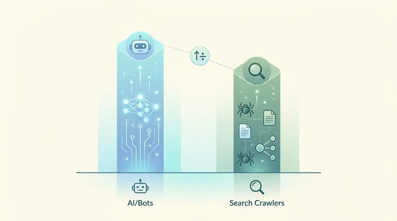 AI bots vs. search crawlers ratio in Answer Engine Optimization versus Generative Engine Optimization.