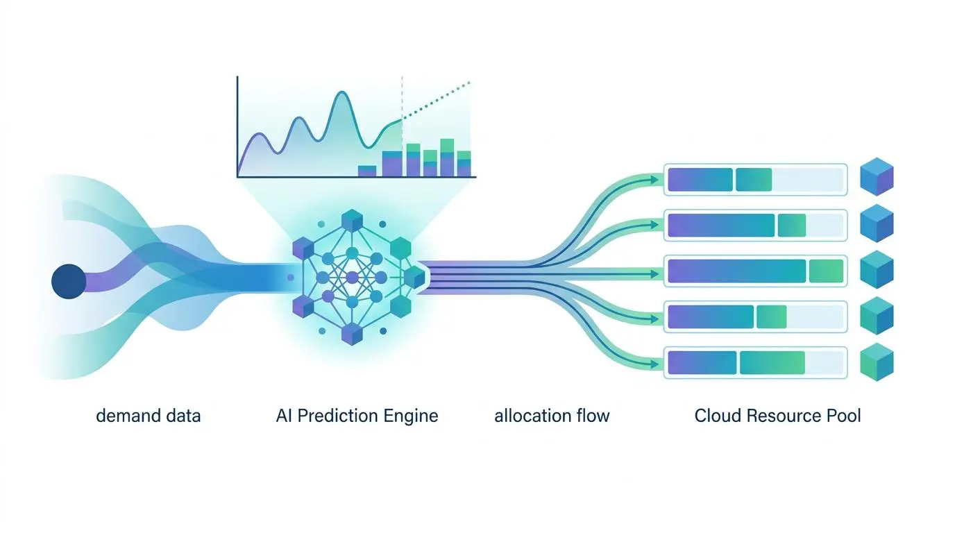 AI predictive cloud resource allocation optimizes demand data for virtual desktops.