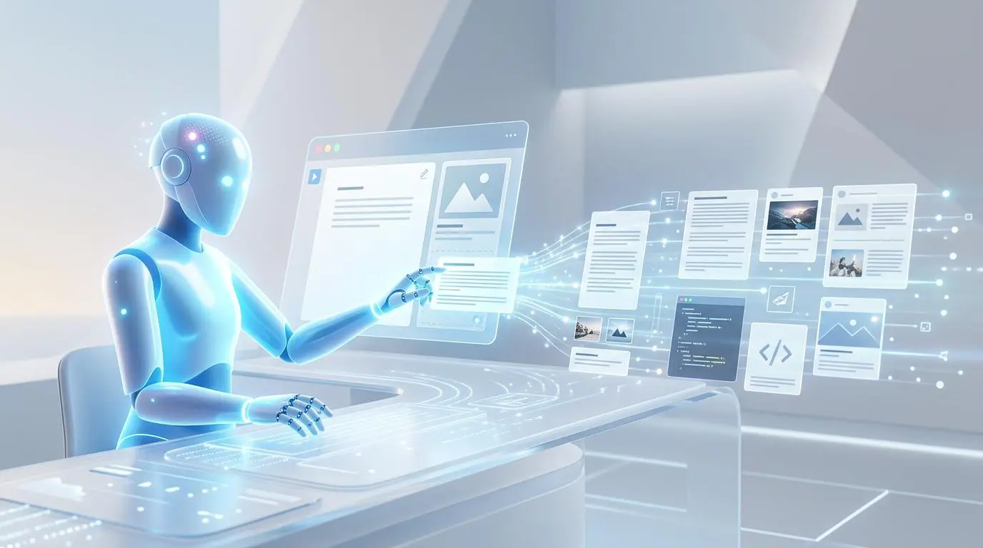 AI co-pilot assisting in content creation, enabling idea to published episode in hours.