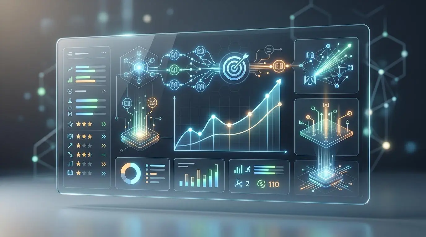 AI content creation analytics dashboard showcasing citation yield data and growth trends.