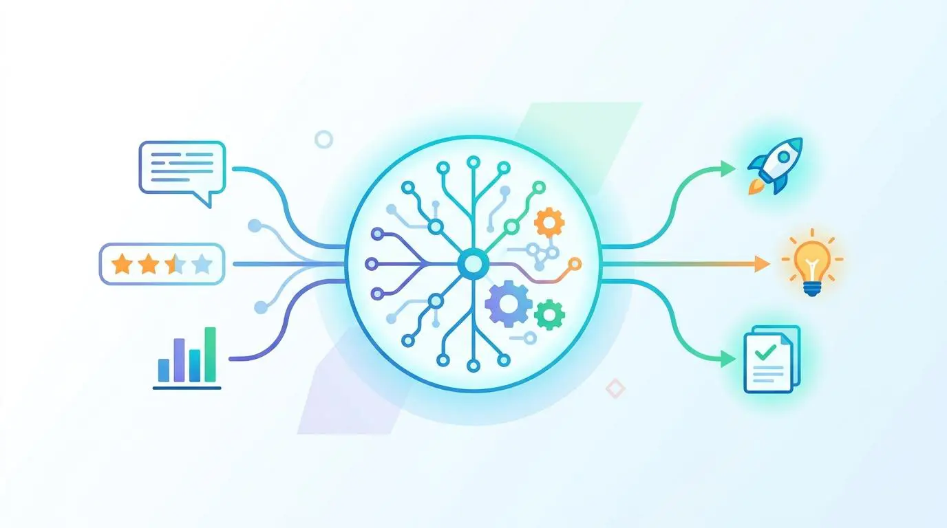 AI feedback synthesis system processing data for performance management software.