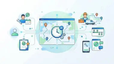 AI-driven field service software optimizing operations with map-based scheduling and mobile dispatch.