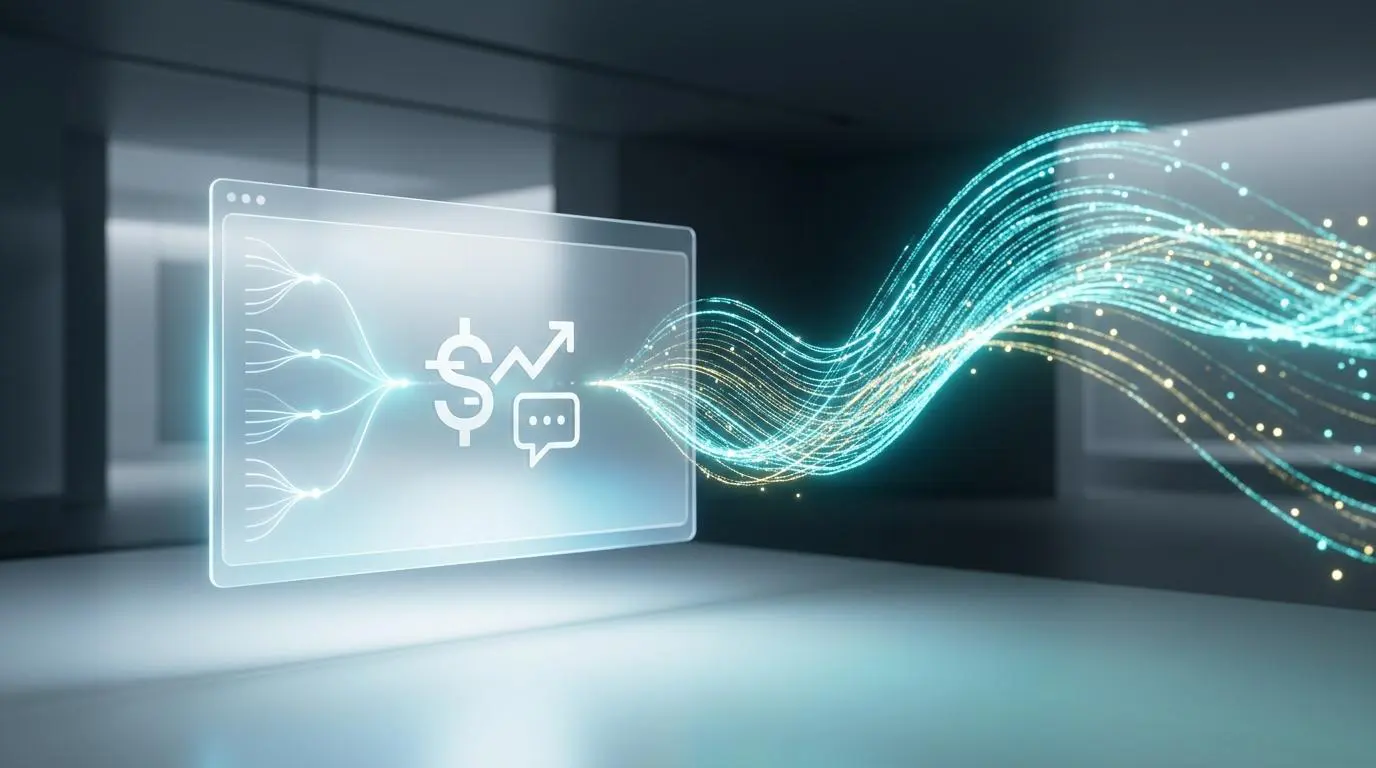Conversational AI processing financial data for robo-advisors and AI trading.
