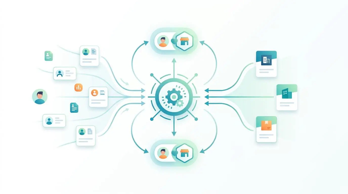 AI platform connecting buyers and sellers, visualizing lead generation flow.