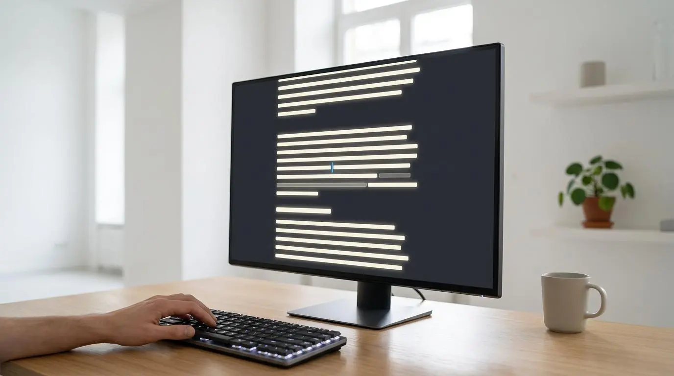 Intuitive digital text editor on screen, ideal for AI-driven episode creation from idea to published.