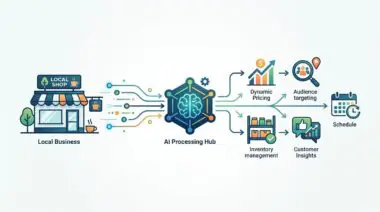 Local business AI tools: AI Processing Hub drives dynamic pricing, audience targeting, inventory management, customer insights, and scheduling.