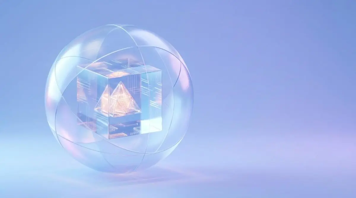 Abstract representation of AI and ML hierarchy within a digital sphere.