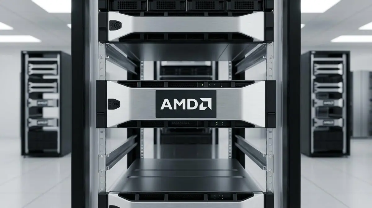 AMD Instinct AI accelerators in server racks for high-performance computing.