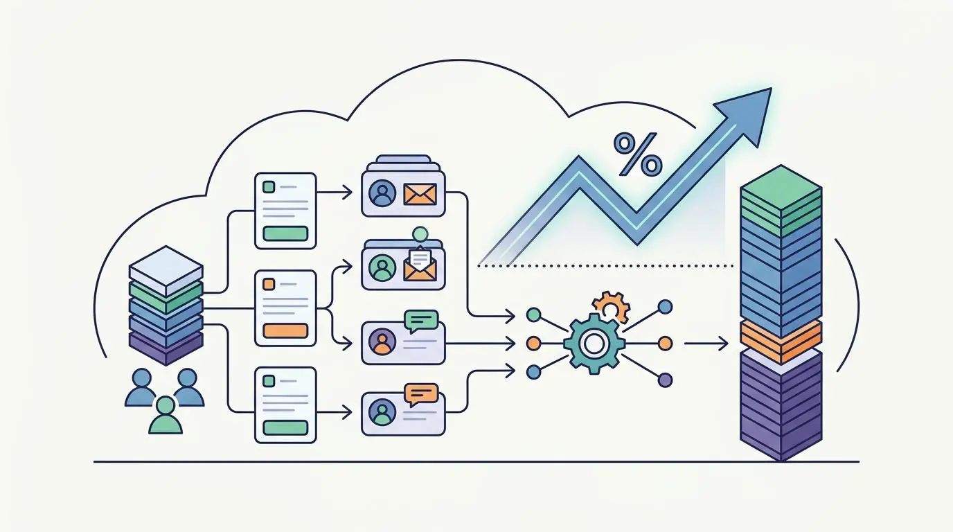 Automated podcast outreach metric lift analysis with growth chart.