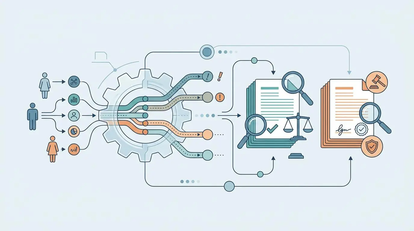 Algorithmic liability and bias audit reports illustrating AI candidate matching processes.