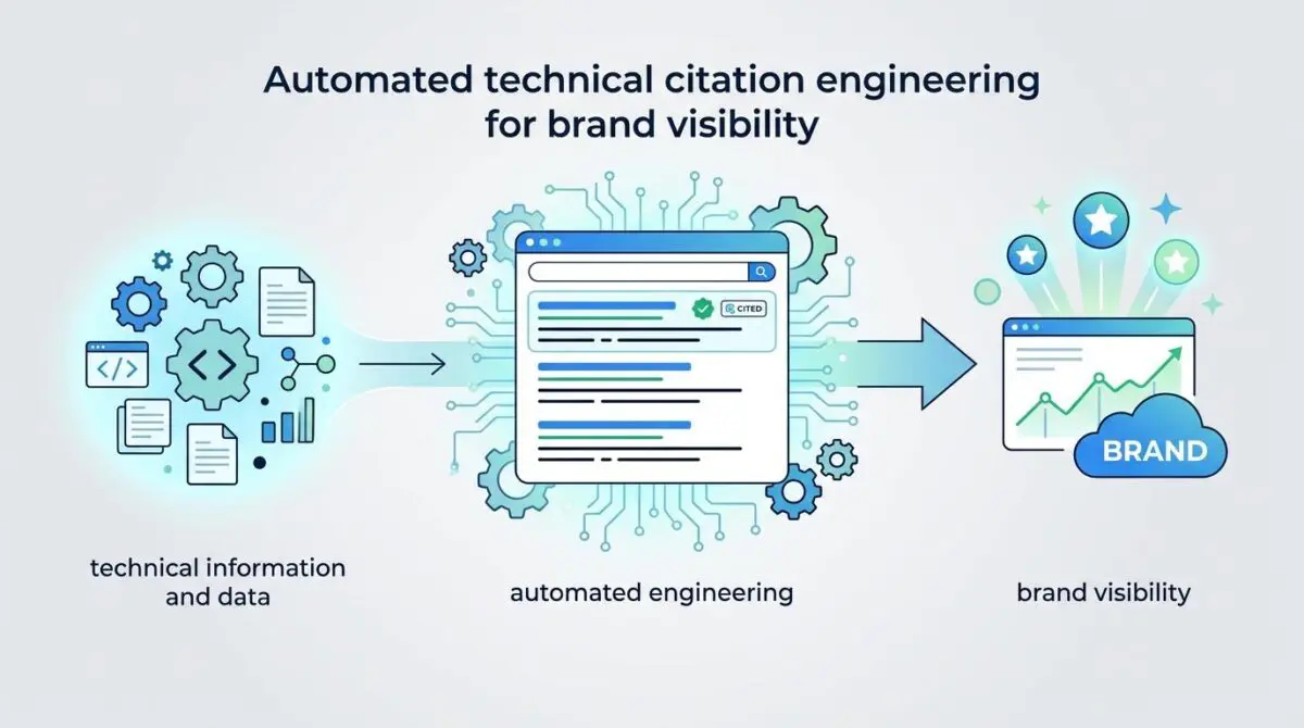 Automated technical citation engineering transforming data into brand visibility and growth.