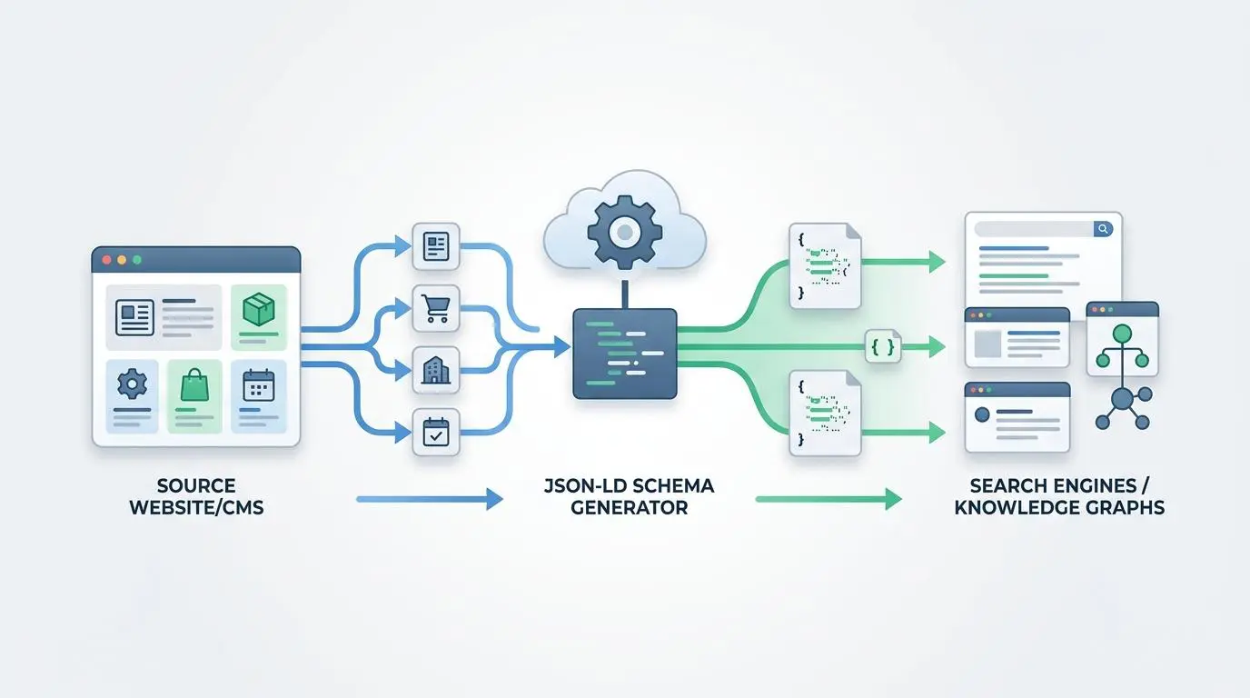 Automated JSON-LD schema markup generation from CMS data for search engines and knowledge graphs.