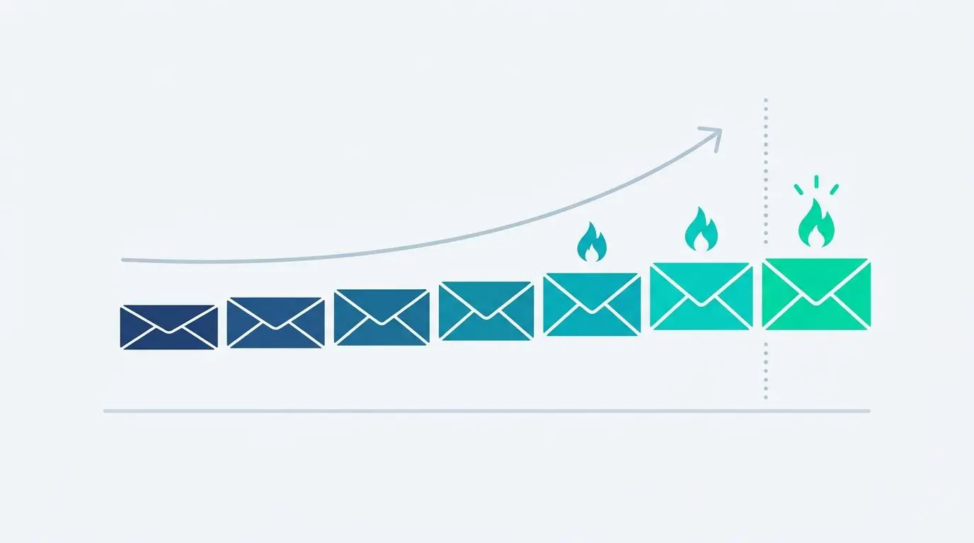Performance chart of automated outreach emails, showing increasing response rates and engagement for niche job board pitches. By Andres SEO Expert.