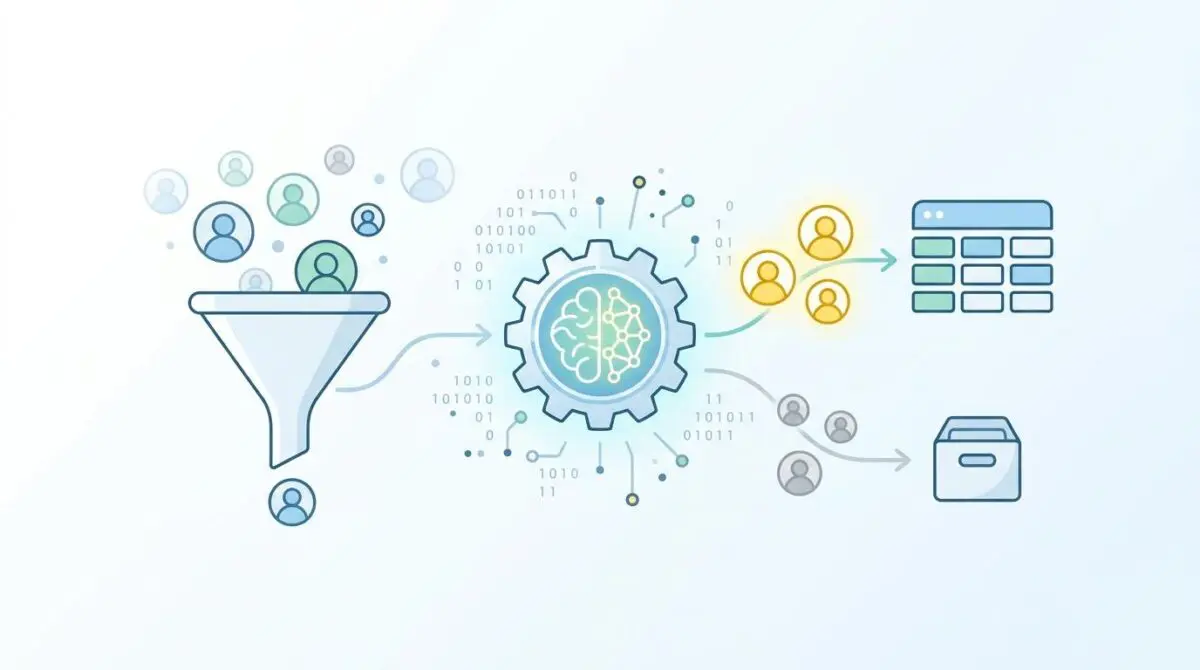 AI-powered lead qualification funnel with web form submissions, scoring, and data export.