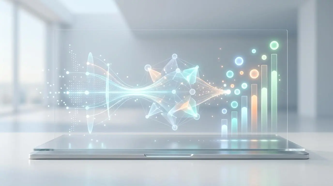 AI analyzing web form data for automated lead qualification and scoring visualization.