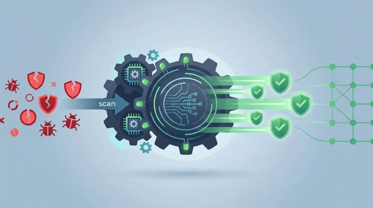 Automated remediation systems scan security vulnerabilities, transforming them into protected shields.